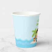 Cute Blonde Pirate Girl in Pink Birthday Party Papieren Bekers (Rechts)