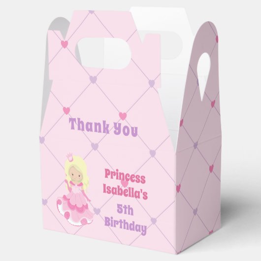 Cute Blonde Princess Girl Pink Kids Birthday Party Bedankdoosjes (Geopend)