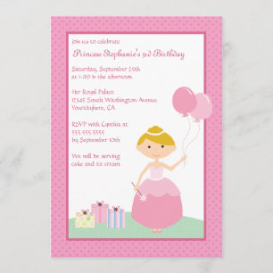 Cute blonde prinses verjaardagsfeestje kaart