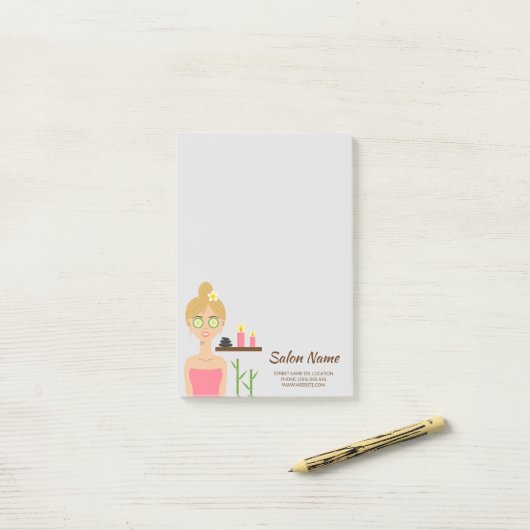 Cute Blonde Spa Illustration Spa Business Post-it® Notes (Op bureau)