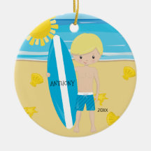 Cute Blonde Surfer Boy persoonlijke kerstmis
