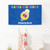 Cute Blonde Swim Girl Custom Pool Birthday Party Spandoek (Insitu)