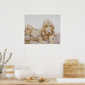  Cute Bloodhounds, Puppy Dogs door EJ Detmold Poster (Keuken)