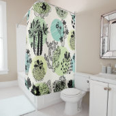 Cute blooming cactuses. Handgetrokken naadloze pat Douchegordijn (In situ)