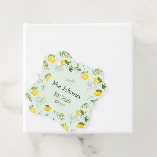 Cute Blooming Lemons Waterverf Baby shower Bedankjes Labels (In situ)