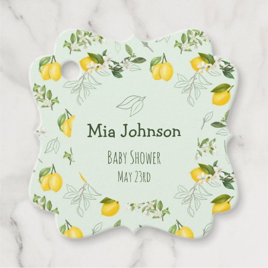 Cute Blooming Lemons Waterverf Baby shower Bedankjes Labels (Voorkant)