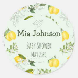Cute Blooming Lemons Waterverf Baby shower Classi Ronde Sticker
