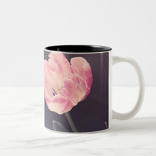 Cute Blooming Tulips - Persoonlijk Tweekleurige Koffiemok (Rechts)
