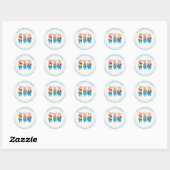 Cute Blue 3 Little Pigs Baby shower Address Ronde Sticker (Vel)