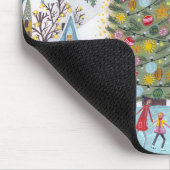 Cute blue Alpine ski's schaatsen met kerstmis Muismat (Hoek)