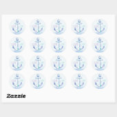 Cute Blue Anchor Nautical Wedding Ronde Sticker (Vel)