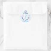 Cute Blue Anchor Nautical Wedding Ronde Sticker (Tas)
