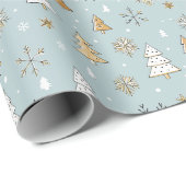 Cute Blue and Gold Christmas Cadeaupapier (Rol Hoek)