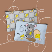 Cute Blue and Gray Zipper Pouch with Cartoon Mouse Etui