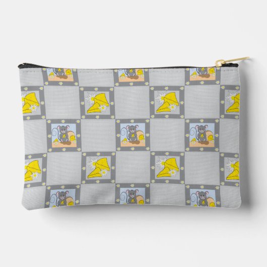Cute Blue and Gray Zipper Pouch with Cartoon Mouse Etui (Achterkant)