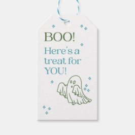 Cute Blue and Green Ghost Halloween Tag Cadeaulabel