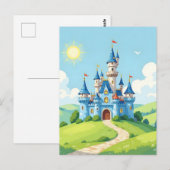 Cute blue and white castle briefkaart (Voorkant / Achterkant)