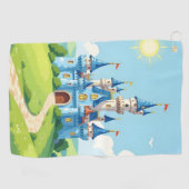 Cute blue and white castle golfhanddoek (Horizontaal)