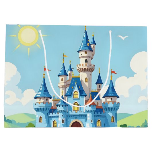 Cute blue and white castle groot cadeauzakje (Achterkant)