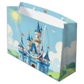 Cute blue and white castle groot cadeauzakje (Achterkant Gekanteld)