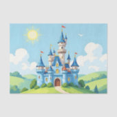 Cute blue and white castle tissuepapier (Voorkant)