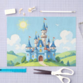 Cute blue and white castle tissuepapier (Craft)
