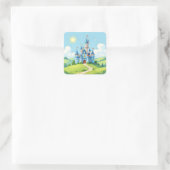 Cute blue and white castle vierkante sticker (Tas)