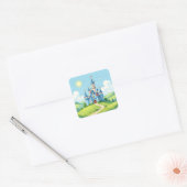 Cute blue and white castle vierkante sticker (Envelop)