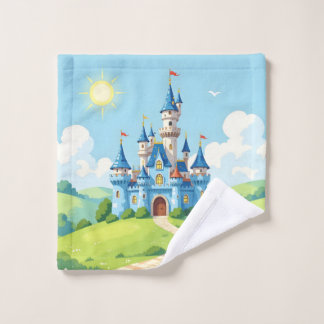 Cute blue and white castle washandje