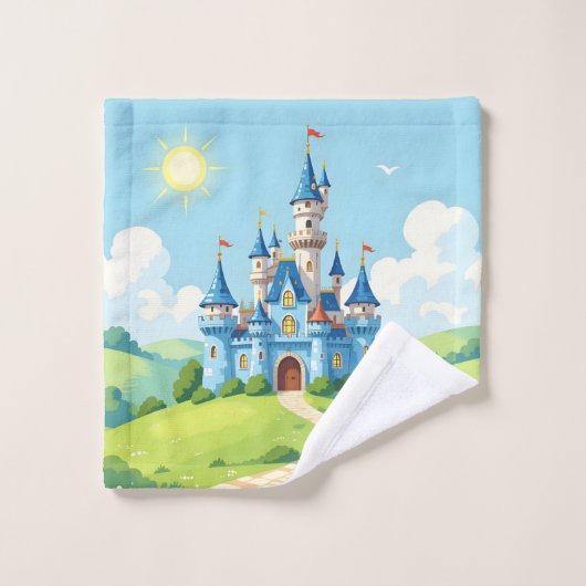 Cute blue and white castle washandje (Wasdoekje)