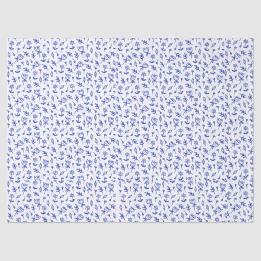 Cute Blue and White Floral Tissuepapier (Voorkant)