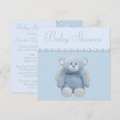 Cute Blue Angel Teddy Bear Baby Boy Shower Kaart (Voorkant / Achterkant)