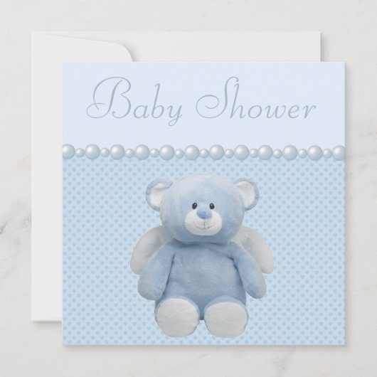 Cute Blue Angel Teddy Bear Baby Boy Shower Kaart (Voorkant)