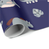 Cute Blue Animal Dino Leaf Kinder Wrapping Paper Cadeaupapier (Rol Hoek)