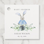 Cute Blue Aqua Bunny Garden Foliage Baby shower Bedankjes Labels (Voorkant)