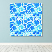 Cute blue aqua paisley-patronen canvas afdruk (Insitu (Houten vloer))