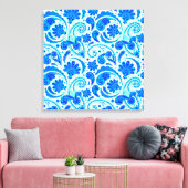 Cute blue aqua paisley-patronen canvas afdruk (Insitu (Woonkamer))