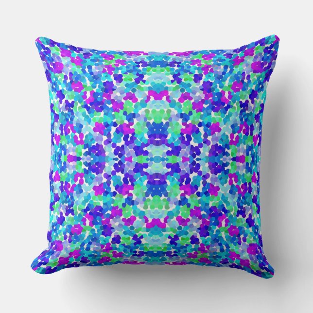 Cute blue aqua violet roze roze patroon kussen (Voorkant)