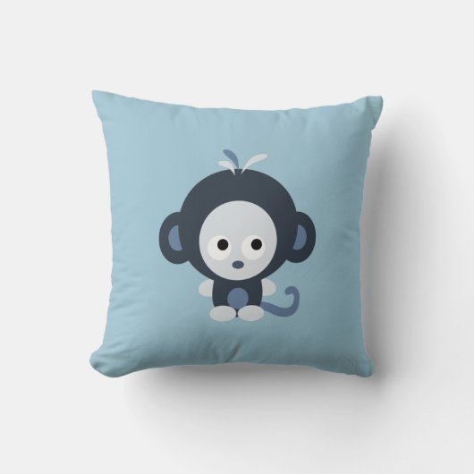 Cute blue baby aap kussen (Voorkant)
