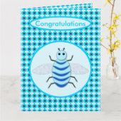 Cute Blue Baby Boy Aangepast Big Kaart (Gele Bloem)