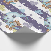 Cute Blue Baby Boy Baby shower Baby Gift Wrap Cadeaupapier (Hoek)