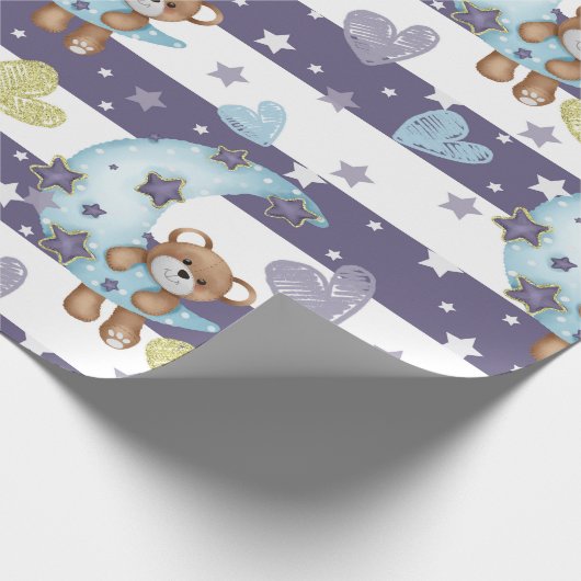 Cute Blue Baby Boy Baby shower Baby Gift Wrap Cadeaupapier (Hoek)