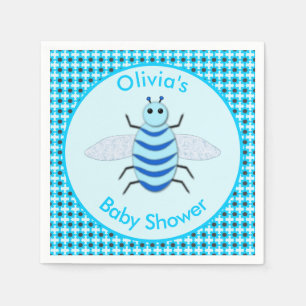 Cute Blue Baby Boy Bee Baby shower Custom Servet