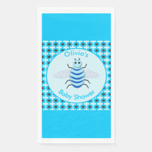 Cute Blue Baby Boy Bee Baby shower Custom Servet