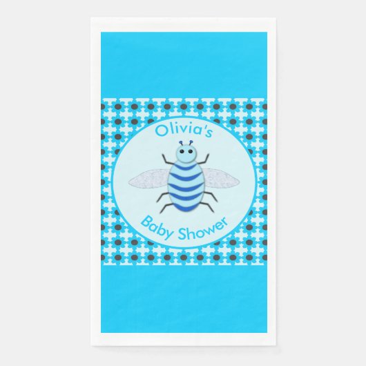 Cute Blue Baby Boy Bee Baby shower Custom Servet (Voorkant)
