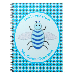 Cute Blue Baby Boy Bee Bee Custom Baby shower Notitieboek