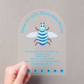 Cute Blue Baby Boy Bee Custom Baby shower Acryl Uitnodigingen (Insitu (Draagbaar))