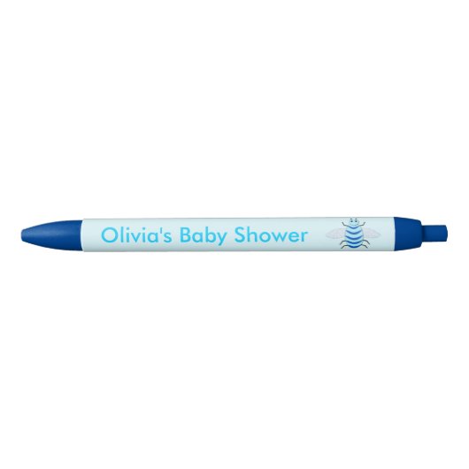 Cute Blue Baby Boy Bee Custom Baby shower Blauwe Inkt Pen (Voorkant)