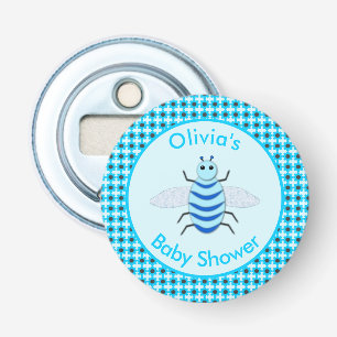 Cute Blue Baby Boy Bee Custom Baby shower Button Flesopener
