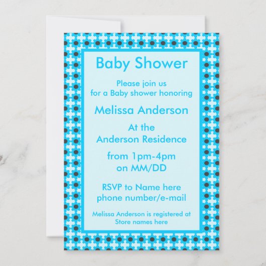 Cute Blue Baby Boy Bee Custom Baby shower Kaart (Achterkant)